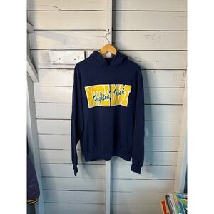 Vintage 90s Notre Dame Fighting Irish Hoodie 20/20 Navy Blue XL Made in USA